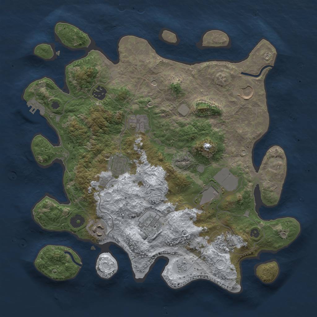Rust Map: Procedural Map, Size: 3500, Seed: 230198134, 16 Monuments