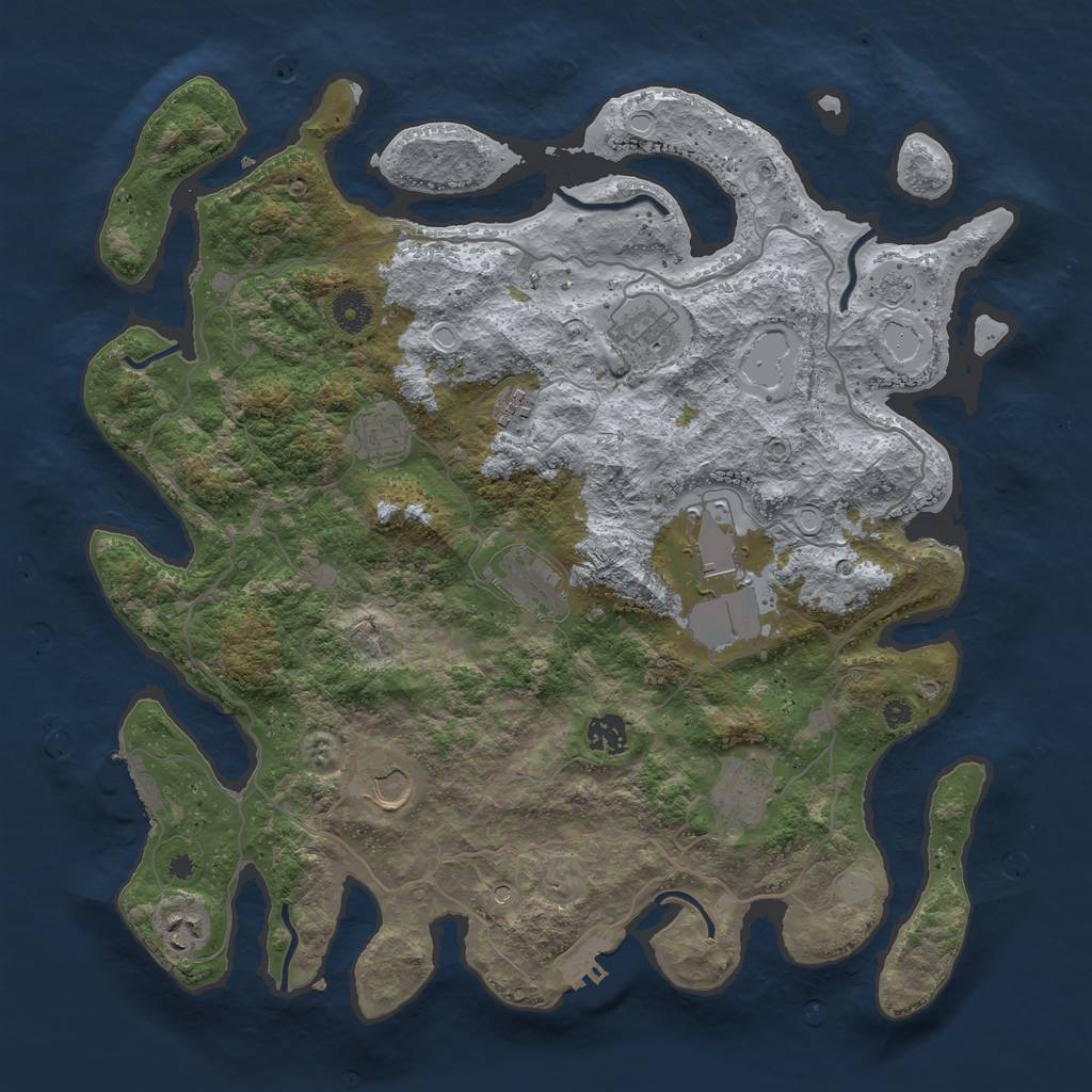 Rust Map: Procedural Map, Size: 4000, Seed: 1860487691, 16 Monuments
