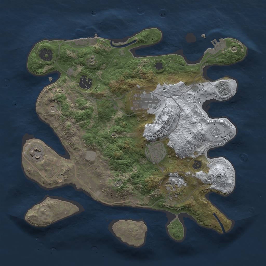 Rust Map: Procedural Map, Size: 3000, Seed: 1250410637, 15 Monuments