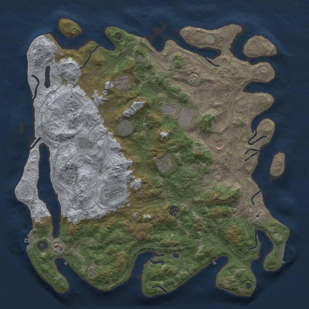 Rust Map: Procedural Map, Size: 4500, Seed: 721185713, 18 Monuments