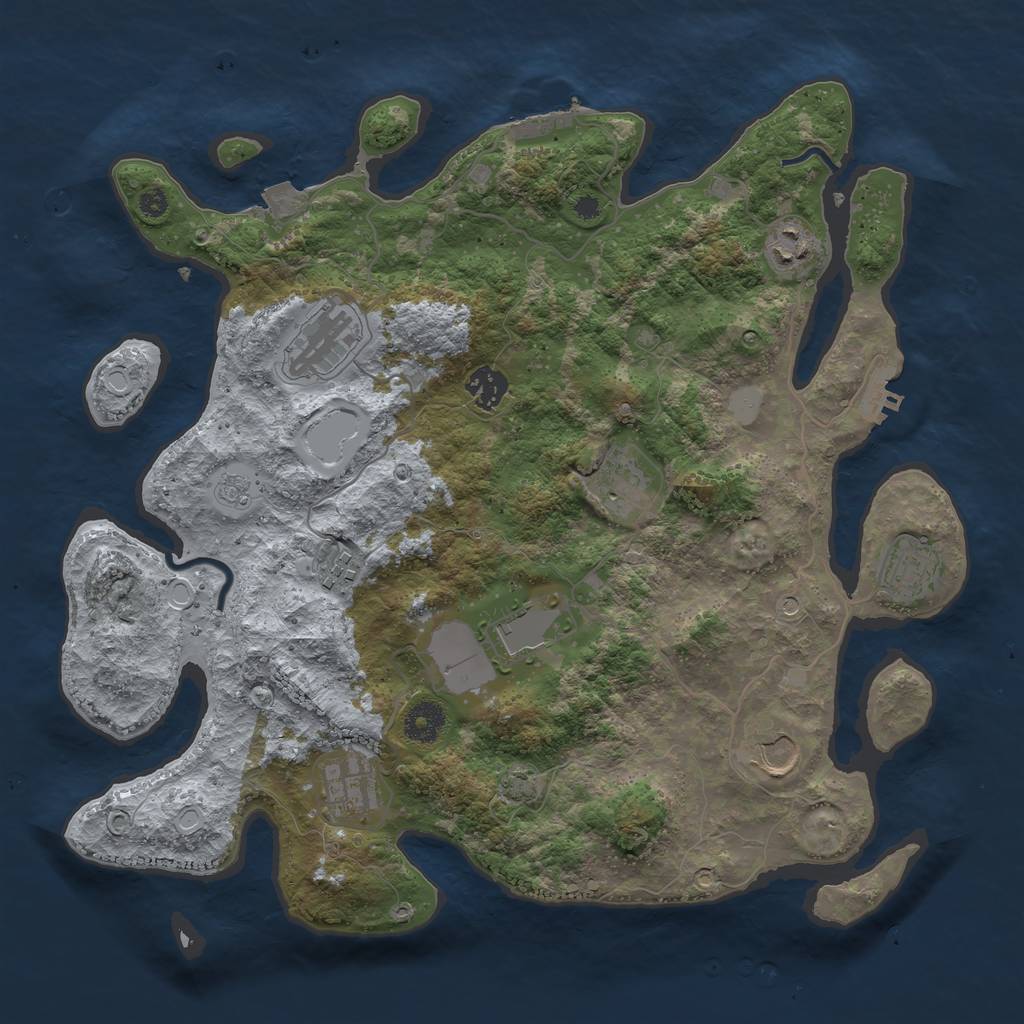 Rust Map: Procedural Map, Size: 3750, Seed: 4000, 17 Monuments