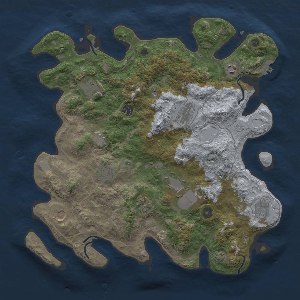 Rust Map: Procedural Map, Size: 4000, Seed: 305790116, 17 Monuments