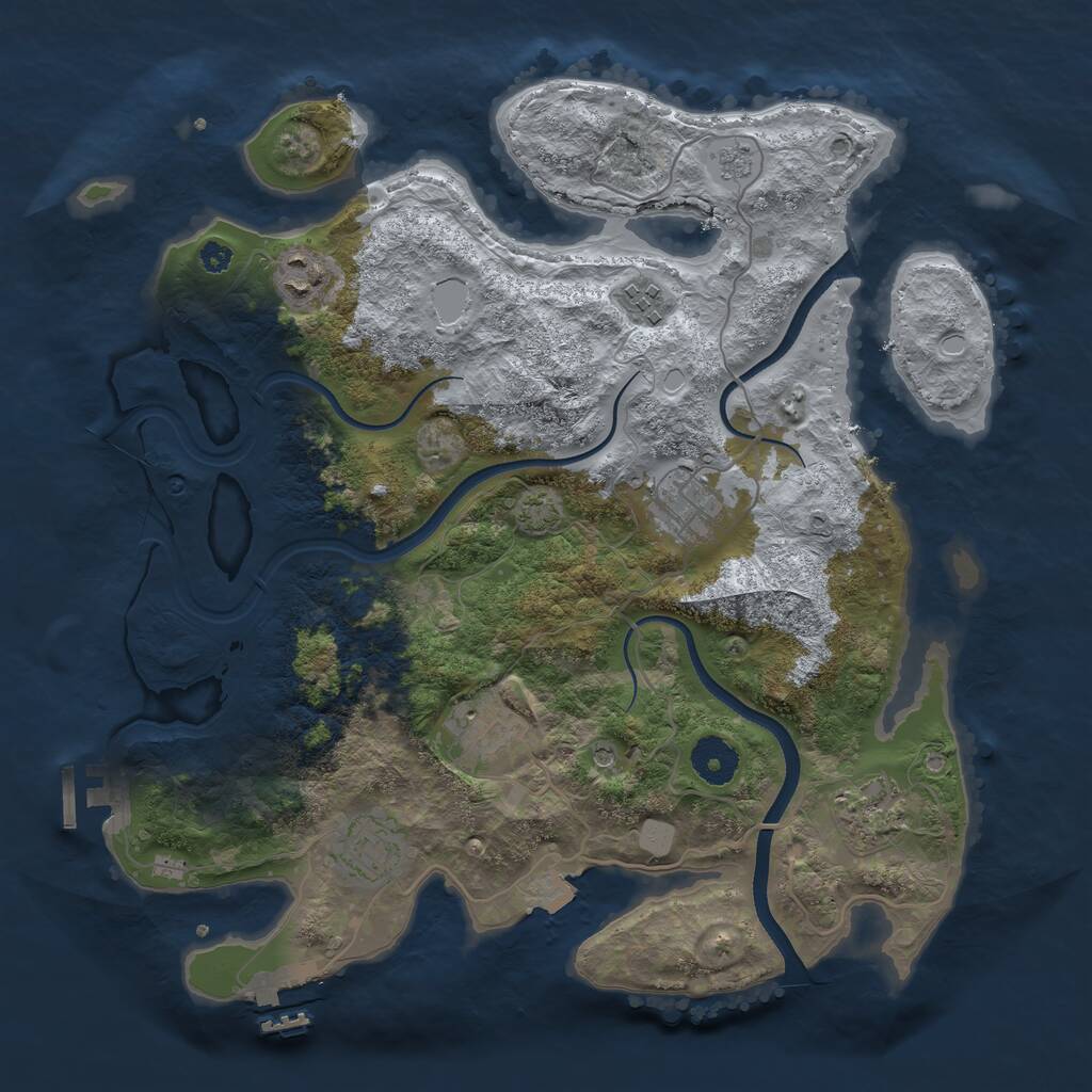 Rust Map: Procedural Map, Size: 3500, Seed: 1060522143, 12 Monuments