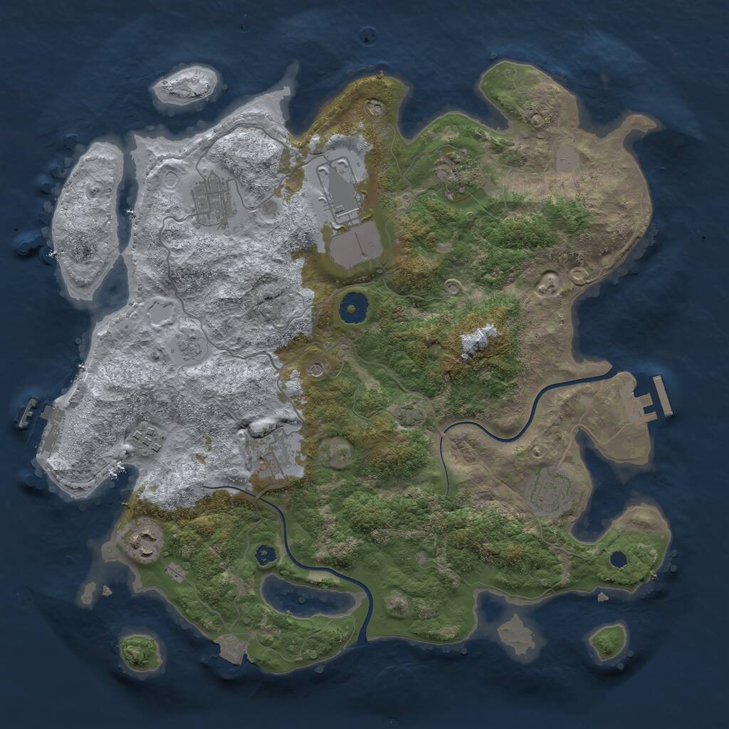 Rust Map: Procedural Map, Size: 3600, Seed: 27071985, 13 Monuments