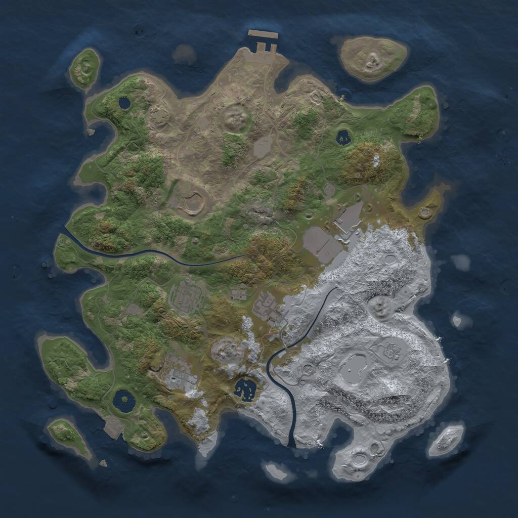 Rust Map: Procedural Map, Size: 3500, Seed: 1292013299, 11 Monuments