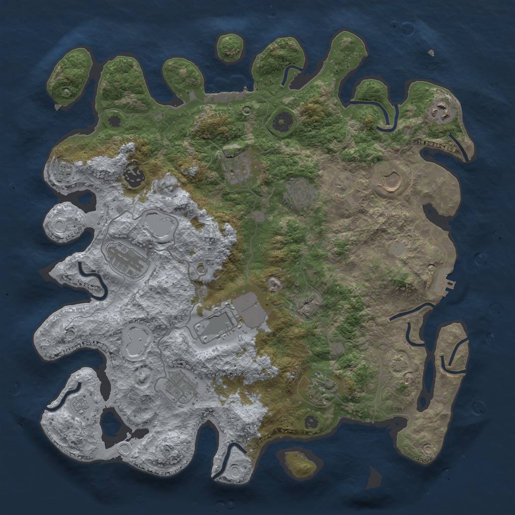 Rust Map: Procedural Map, Size: 3850, Seed: 2097062819, 18 Monuments