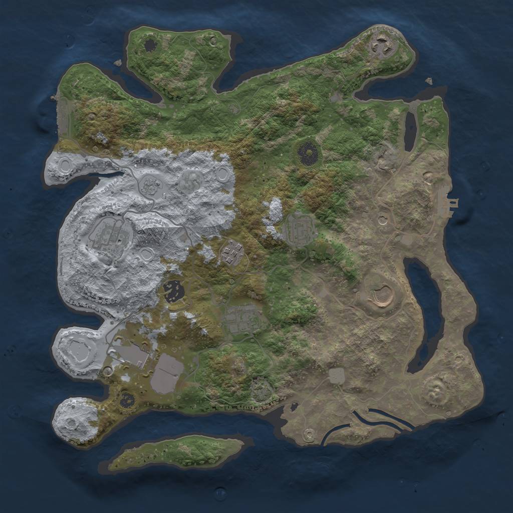 Rust Map: Procedural Map, Size: 3500, Seed: 1525, 16 Monuments