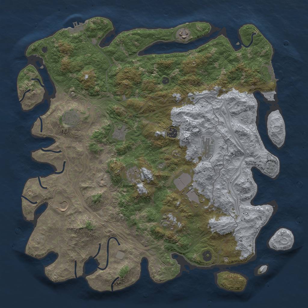 Rust Map: Procedural Map, Size: 4500, Seed: 863208410, 17 Monuments