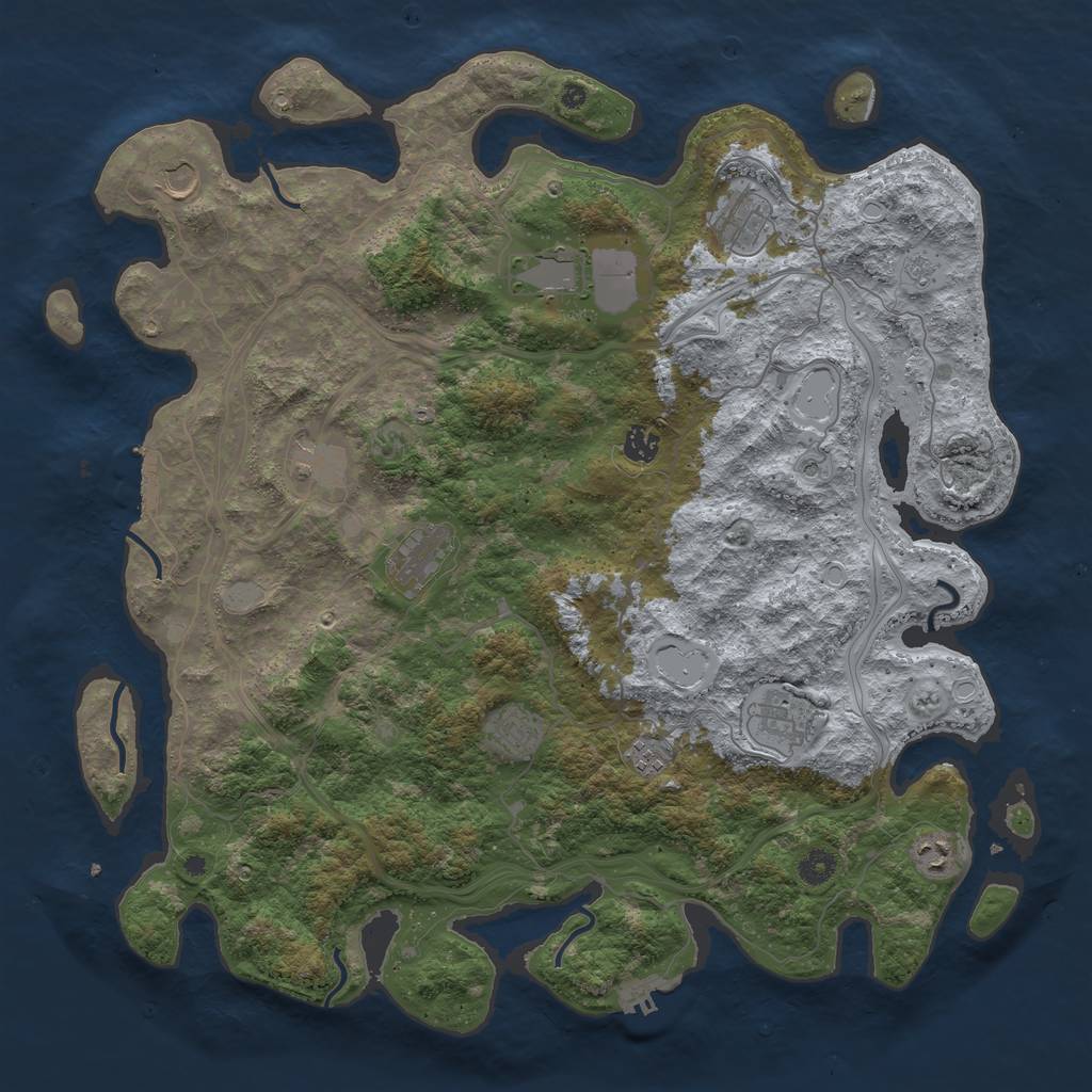 Rust Map: Procedural Map, Size: 4500, Seed: 1562494596, 17 Monuments