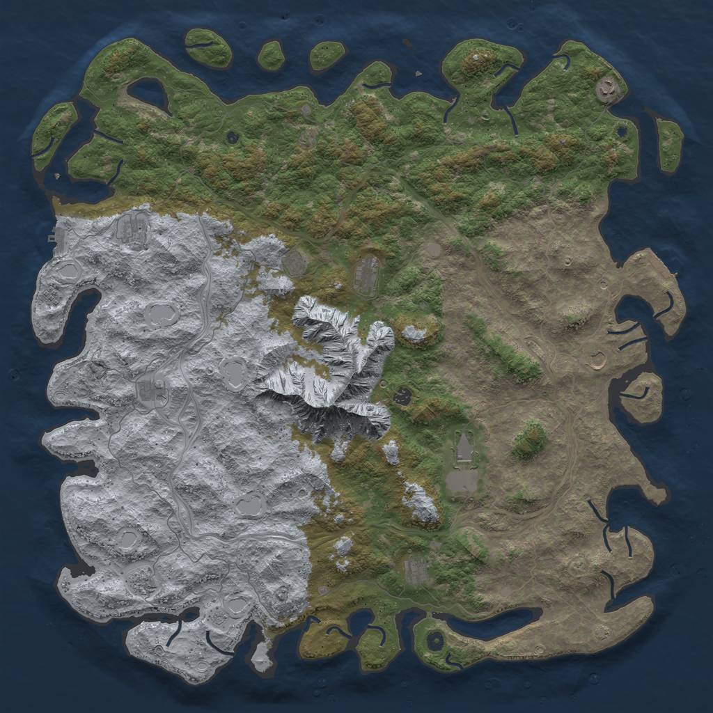 Rust Map: Procedural Map, Size: 6000, Seed: 709677, 19 Monuments