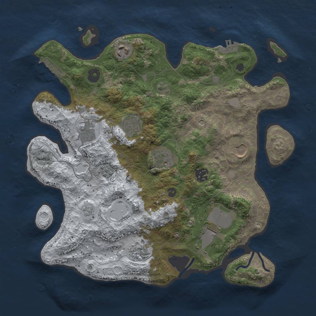 Rust Map: Procedural Map, Size: 3500, Seed: 32482475, 18 Monuments