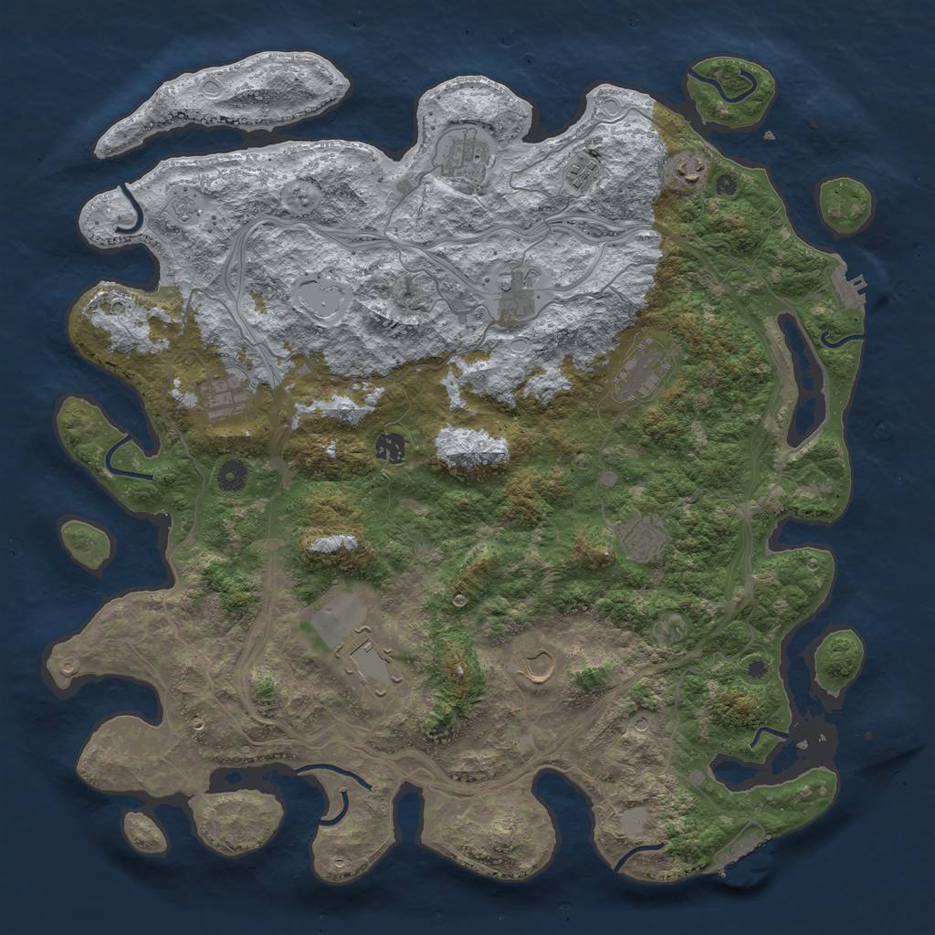 Rust Map: Procedural Map, Size: 4500, Seed: 199682474, 17 Monuments