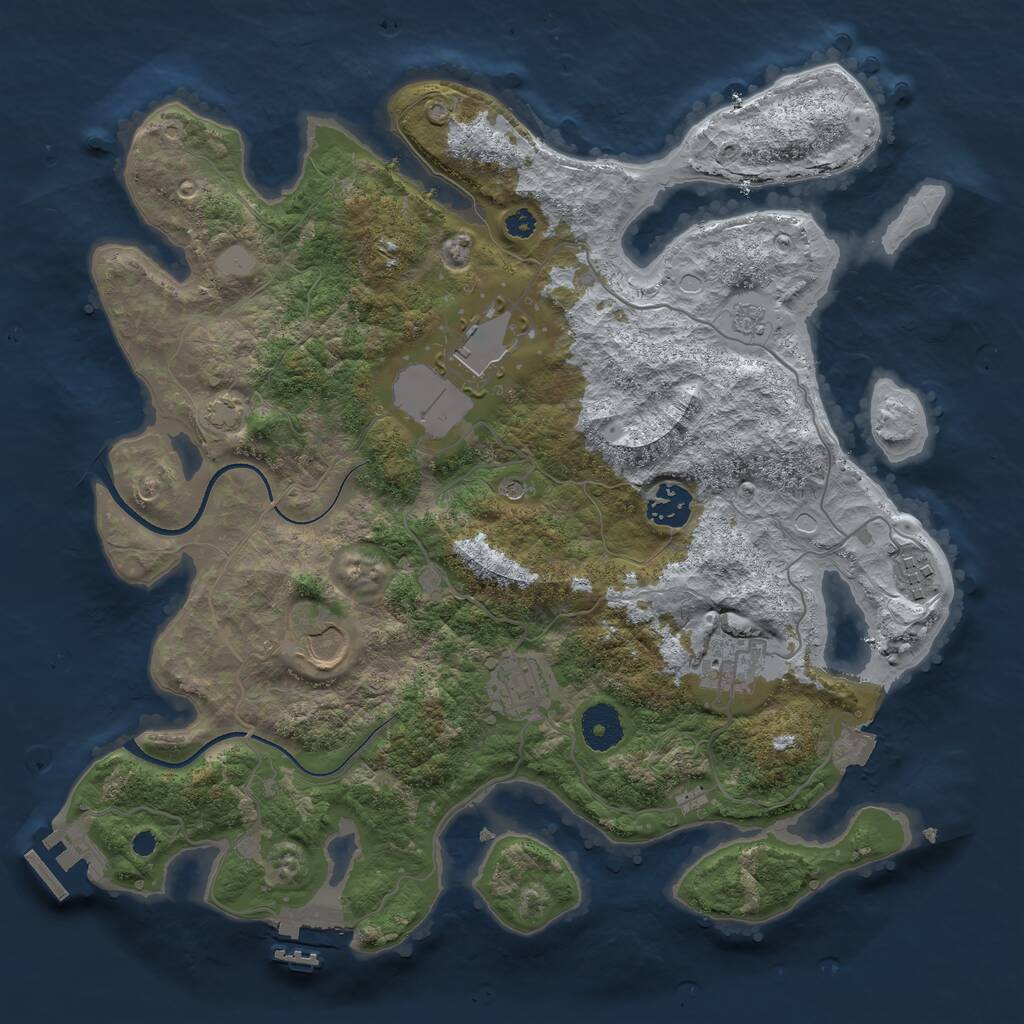 Rust Map: Procedural Map, Size: 3500, Seed: 1444813718, 12 Monuments