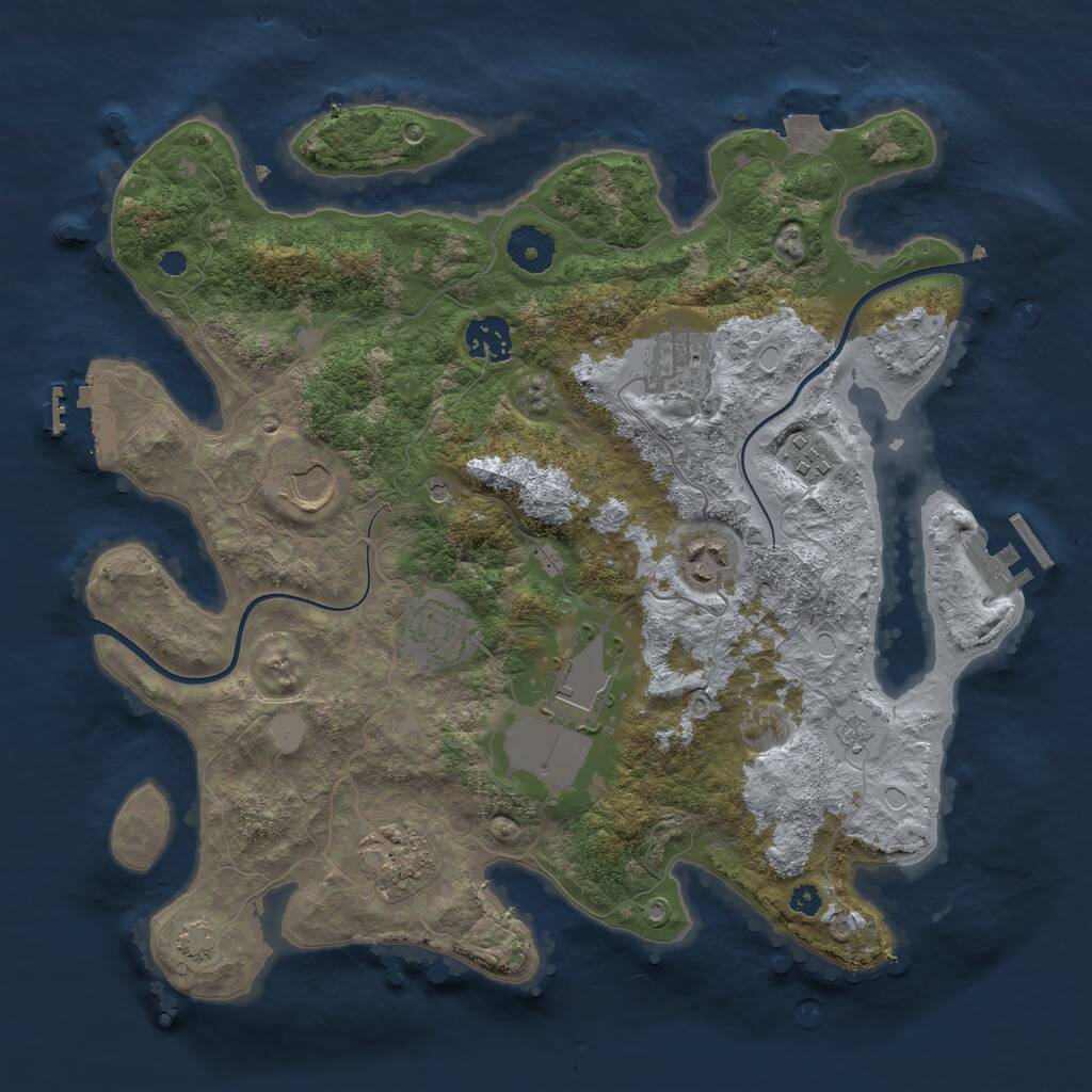 Rust Map: Procedural Map, Size: 3500, Seed: 2081321018, 14 Monuments