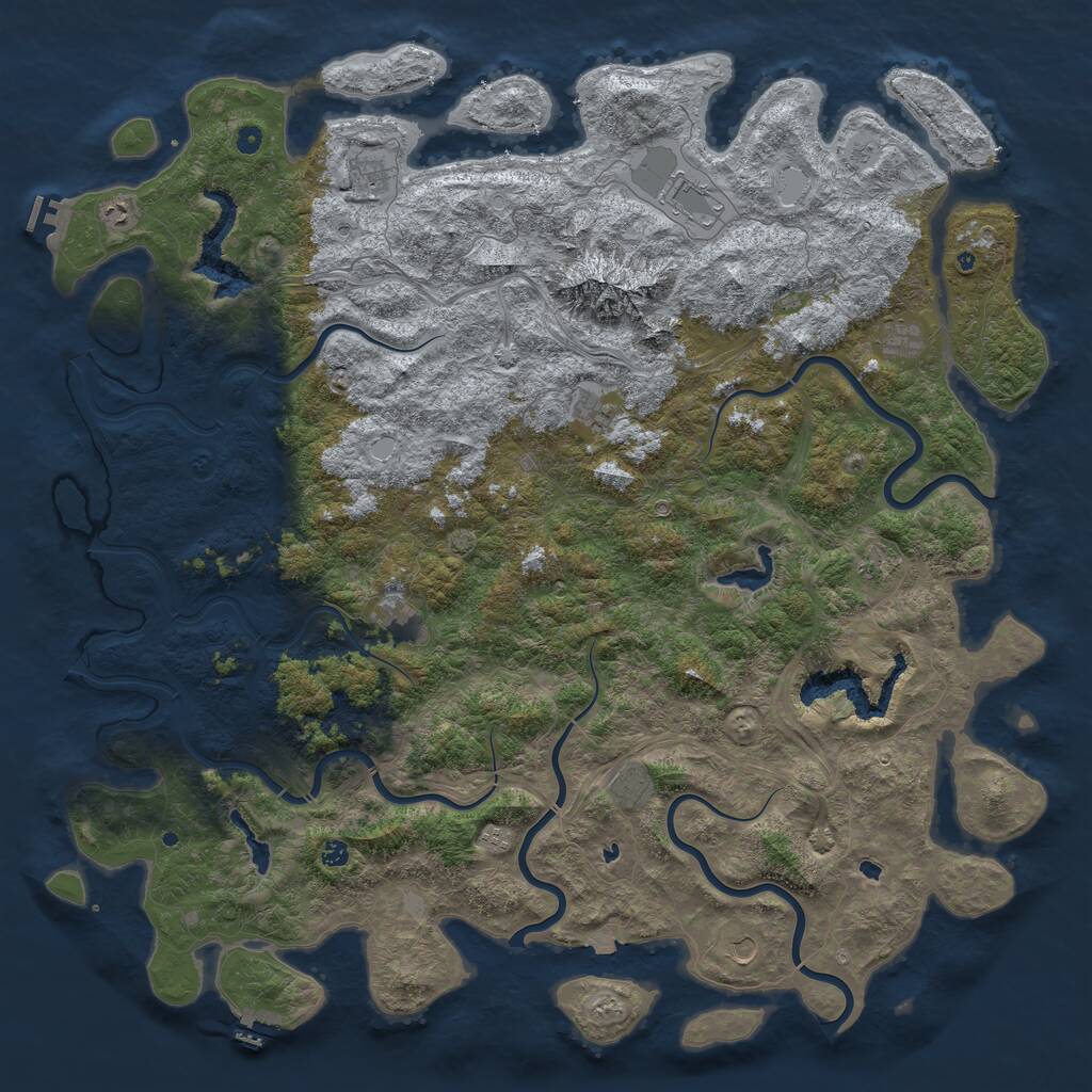 Rust Map: Procedural Map, Size: 6000, Seed: 698329, 17 Monuments