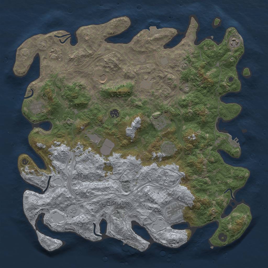 Rust Map: Procedural Map, Size: 4500, Seed: 61910659, 19 Monuments