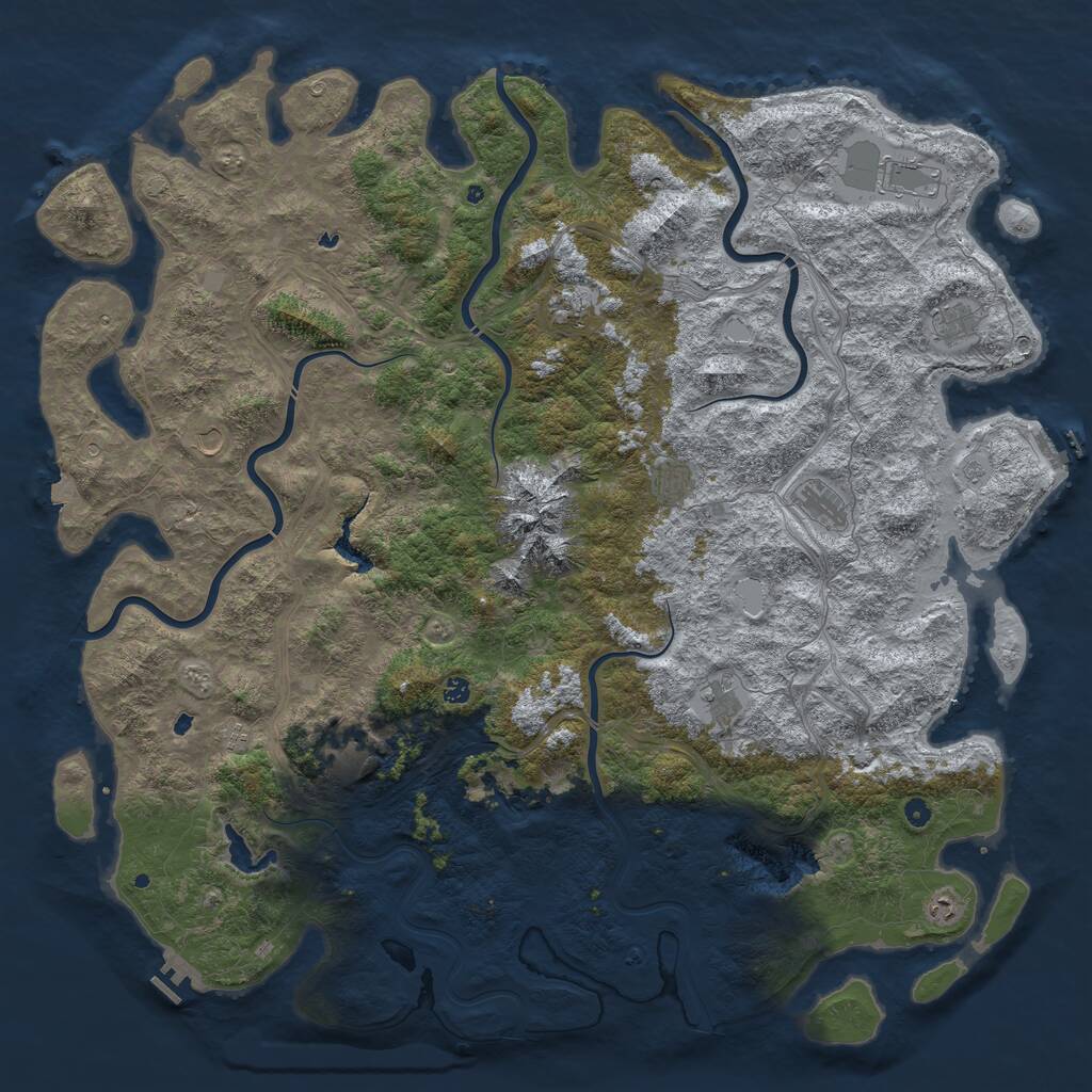 Rust Map: Procedural Map, Size: 6000, Seed: 77418, 17 Monuments