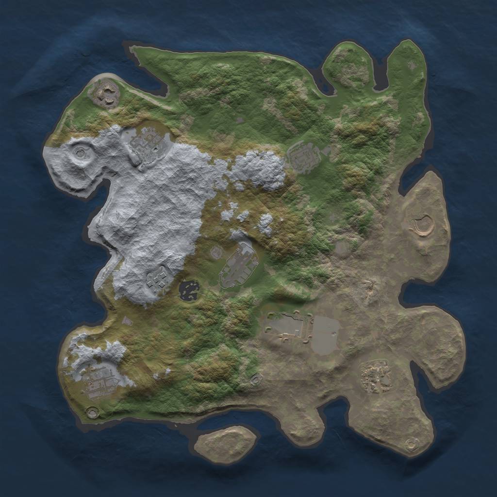 Rust Map: Barren, Size: 3500, Seed: 1797117064, 13 Monuments