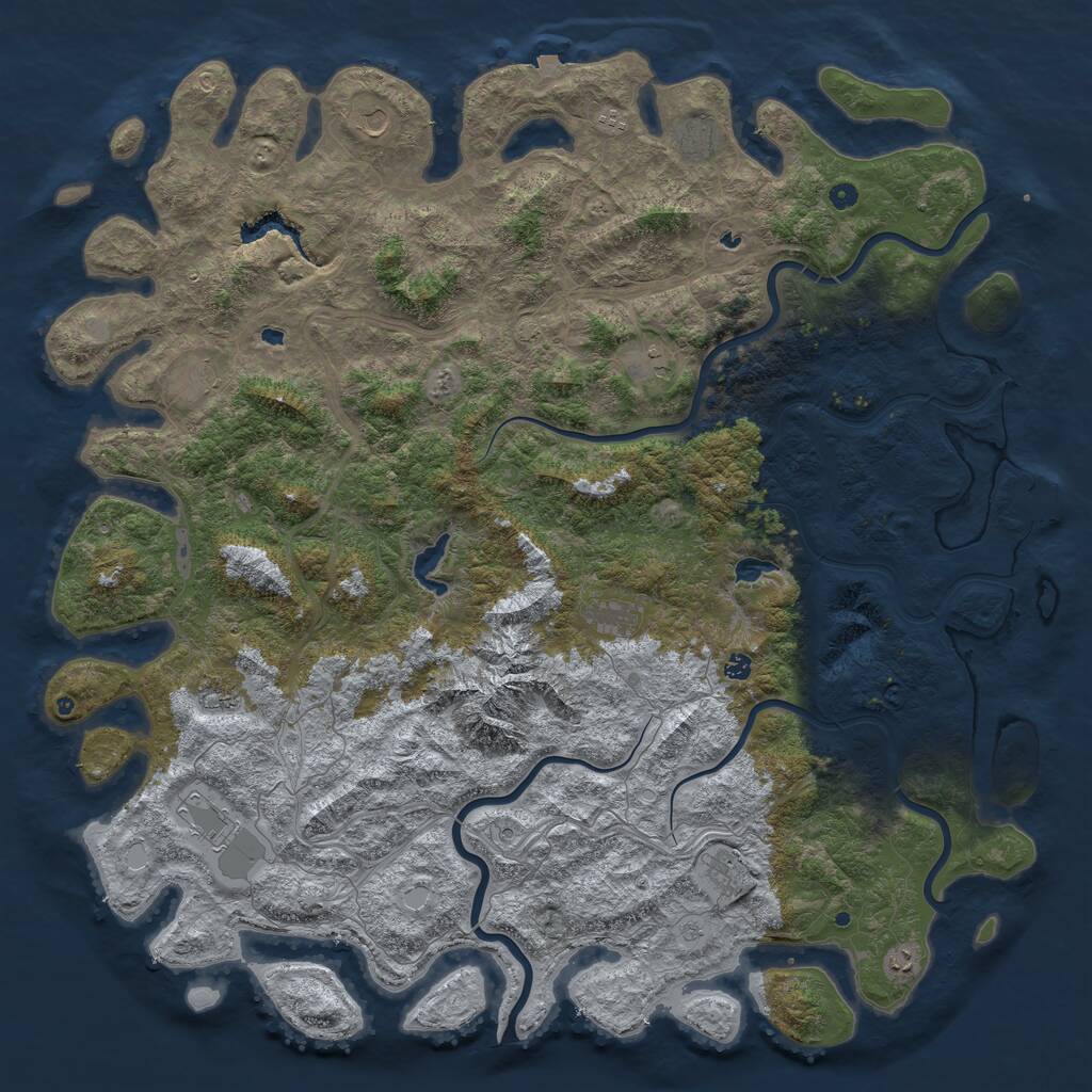 Rust Map: Procedural Map, Size: 6000, Seed: 34598237, 16 Monuments