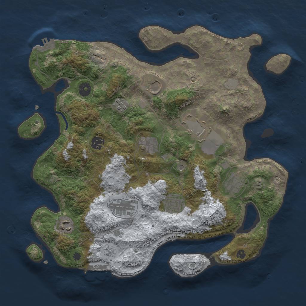Rust Map: Procedural Map, Size: 3500, Seed: 5080, 18 Monuments