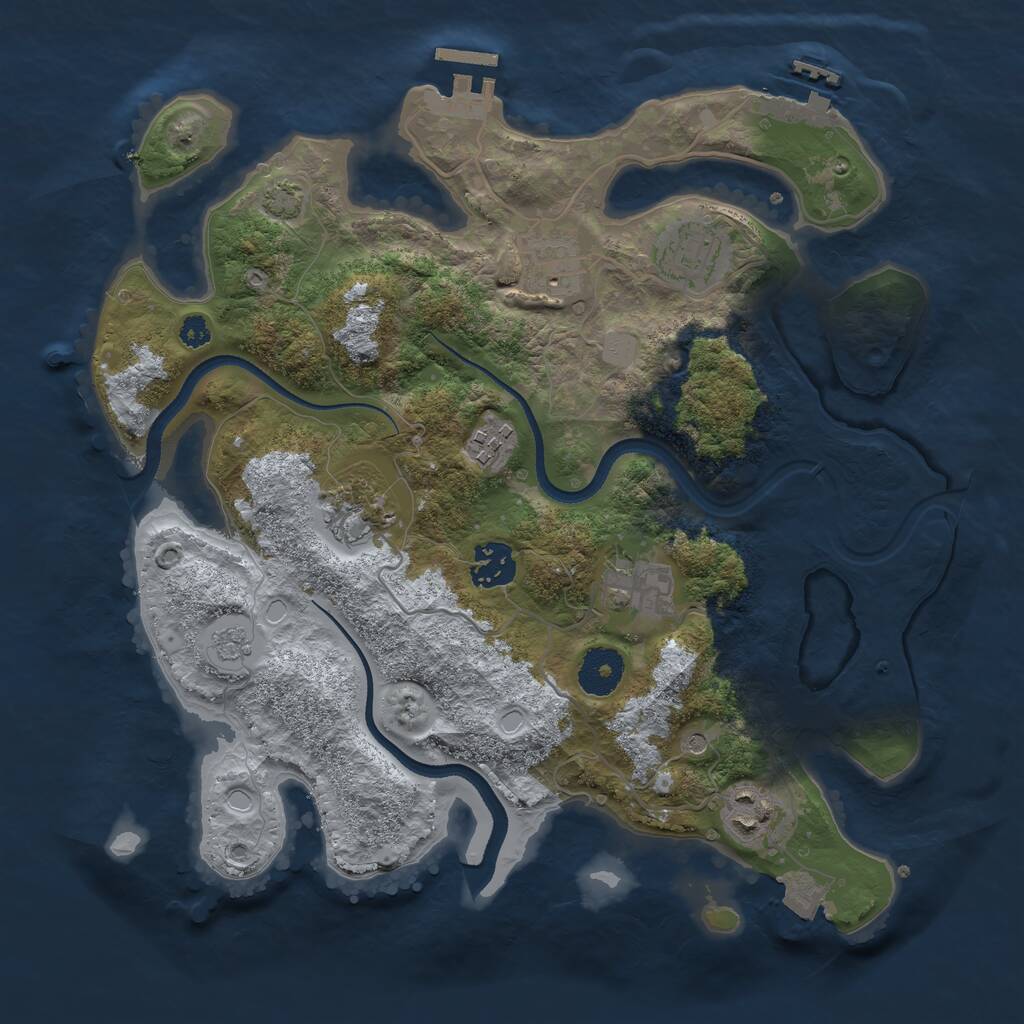 Rust Map: Procedural Map, Size: 3300, Seed: 1555617912, 13 Monuments