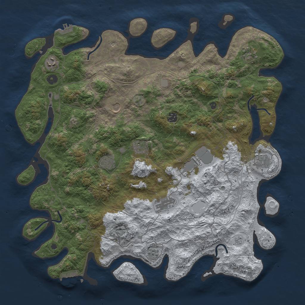 Rust Map: Procedural Map, Size: 4500, Seed: 1099660232, 19 Monuments