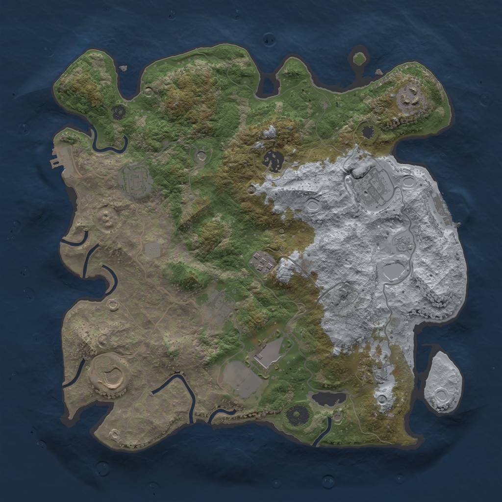 Rust Map: Procedural Map, Size: 3500, Seed: 7127, 16 Monuments