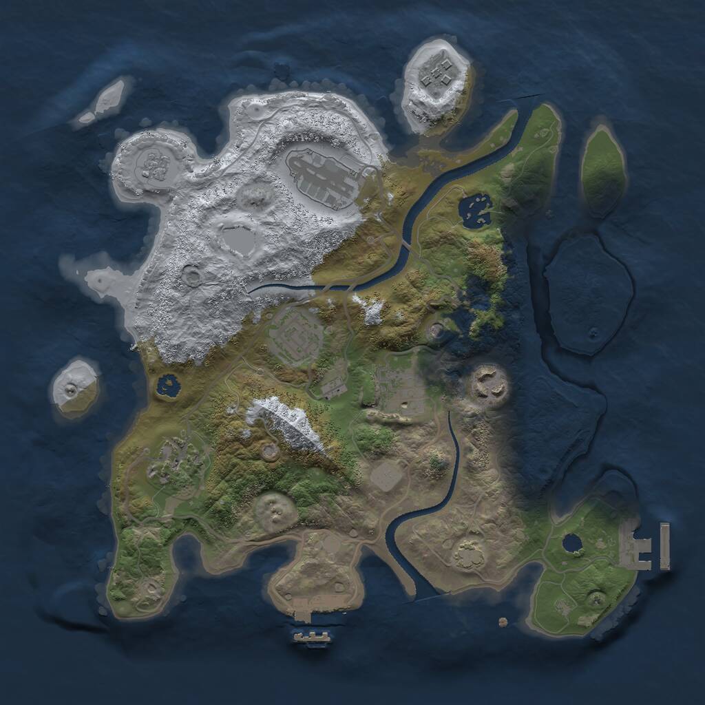 Rust Map: Procedural Map, Size: 3000, Seed: 476107742, 13 Monuments