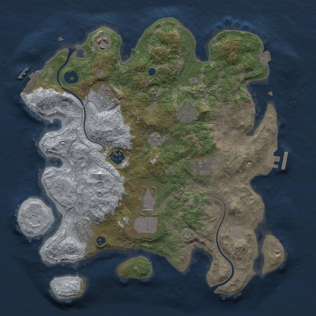 Rust Map: Procedural Map, Size: 3500, Seed: 409232, 14 Monuments