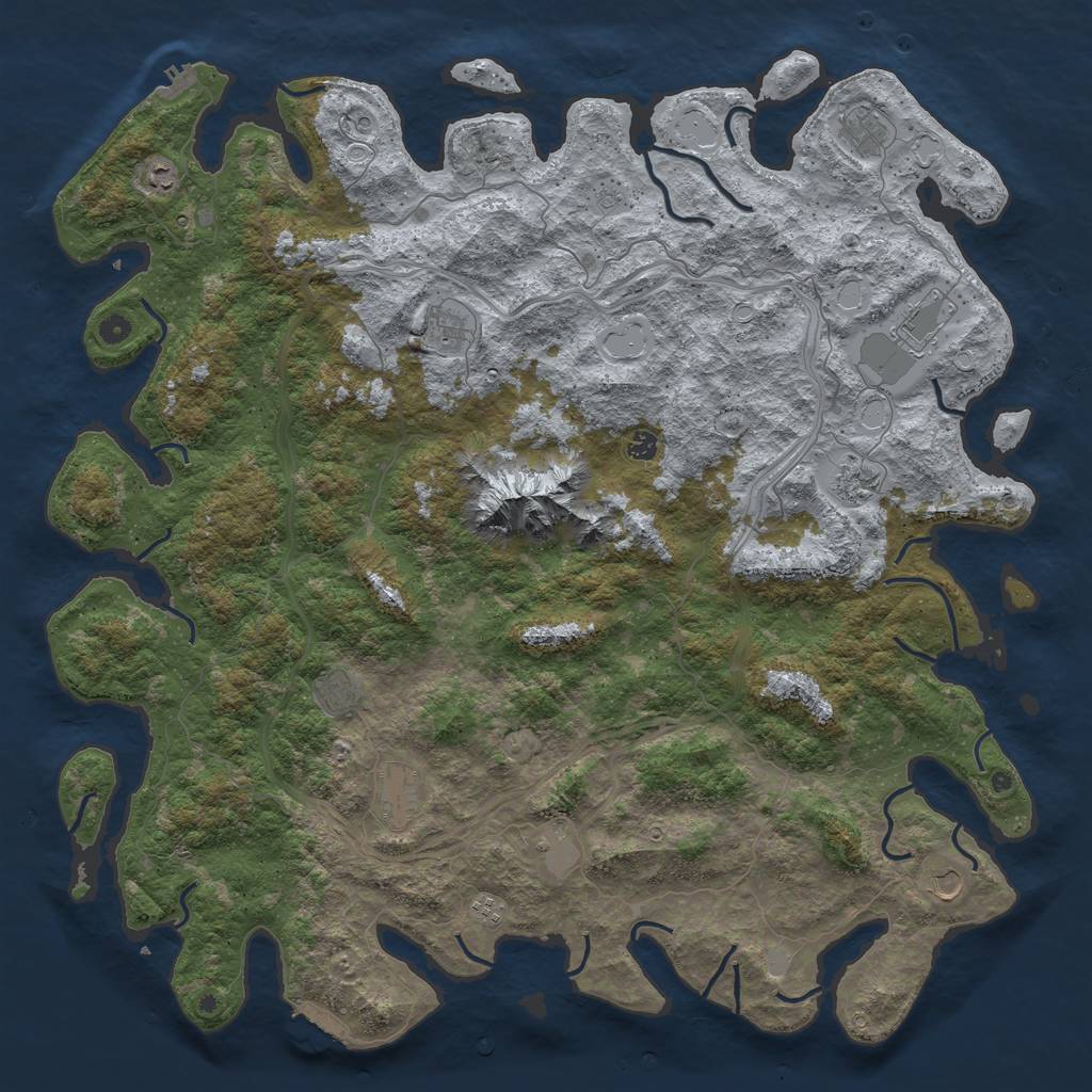 Rust Map: Procedural Map, Size: 5500, Seed: 6616, 18 Monuments