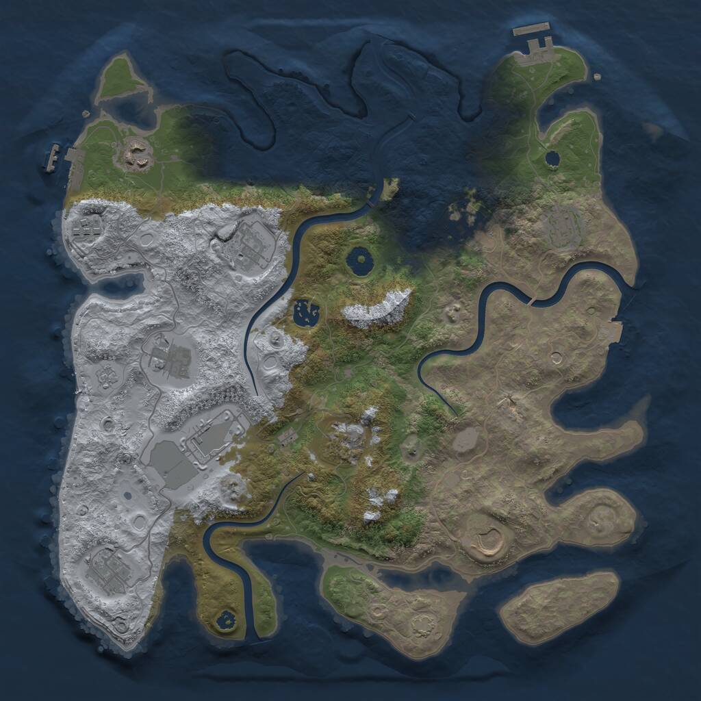 Rust Map: Procedural Map, Size: 3850, Seed: 24979396, 17 Monuments
