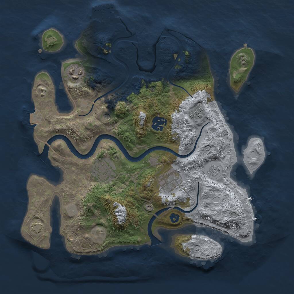 Rust Map: Procedural Map, Size: 3000, Seed: 500011, 10 Monuments