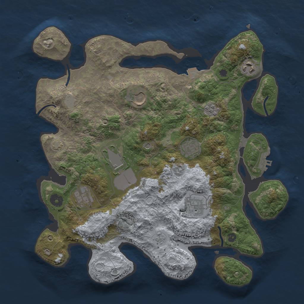 Rust Map: Procedural Map, Size: 3500, Seed: 415566326, 14 Monuments