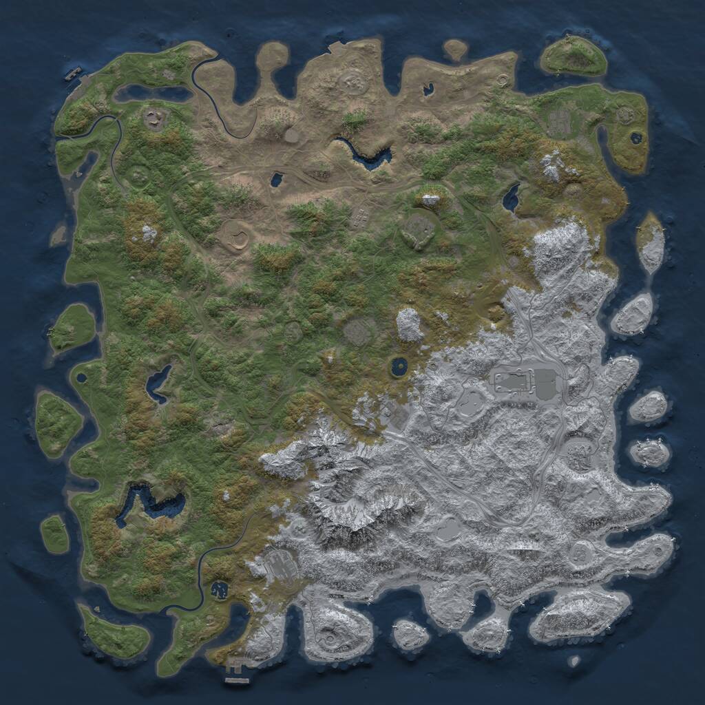 Rust Map: Procedural Map, Size: 6000, Seed: 463643, 17 Monuments