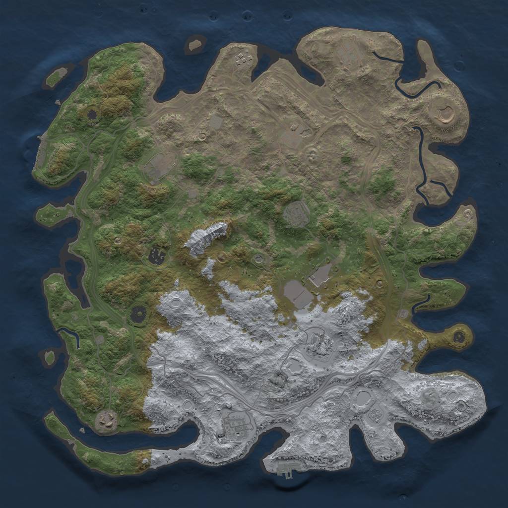 Rust Map: Procedural Map, Size: 4500, Seed: 450262389, 18 Monuments