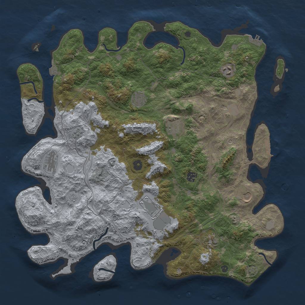 Rust Map: Procedural Map, Size: 4500, Seed: 636085, 18 Monuments