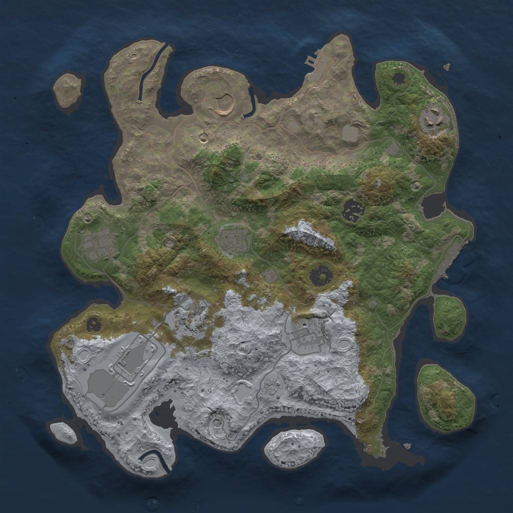 Rust Map: Procedural Map, Size: 3500, Seed: 803156121, 15 Monuments