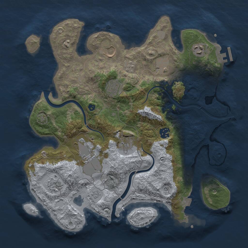 Rust Map: Procedural Map, Size: 3500, Seed: 803156121, 14 Monuments