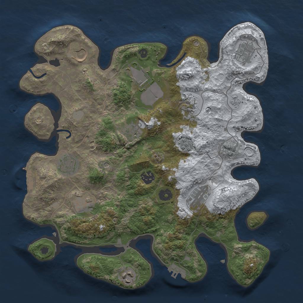 Rust Map: Procedural Map, Size: 3500, Seed: 1005783557, 20 Monuments