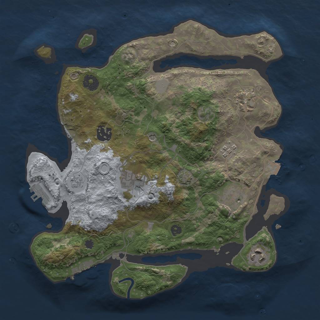 Rust Map: Procedural Map, Size: 3000, Seed: 2122746849, 14 Monuments