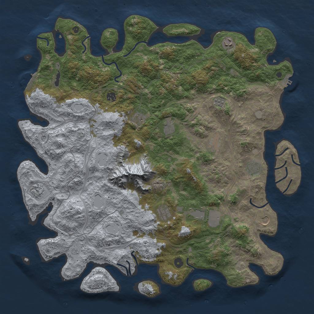 Rust Map: Procedural Map, Size: 5000, Seed: 60000, 18 Monuments