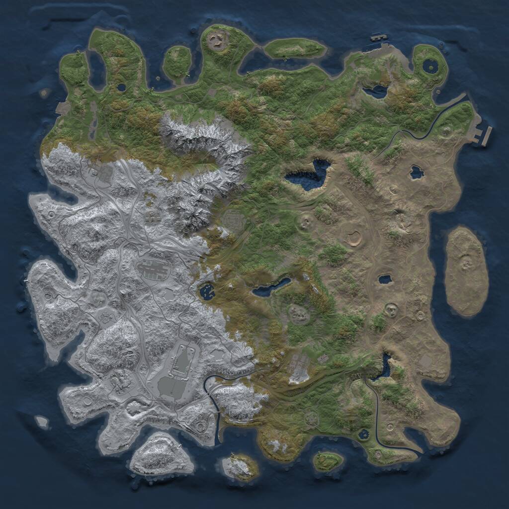 Rust Map: Procedural Map, Size: 5000, Seed: 60000, 16 Monuments