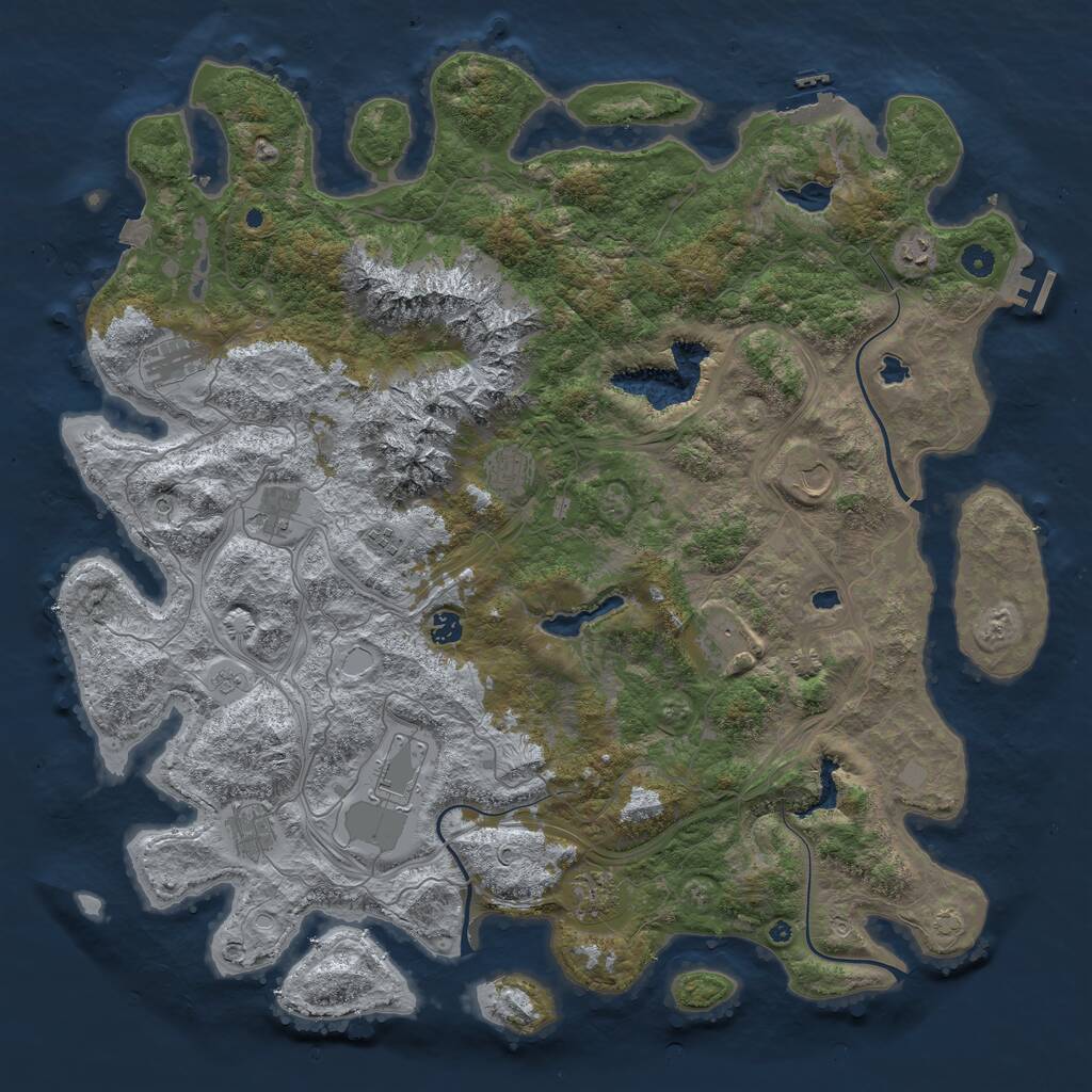 Rust Map: Procedural Map, Size: 5000, Seed: 60000, 17 Monuments