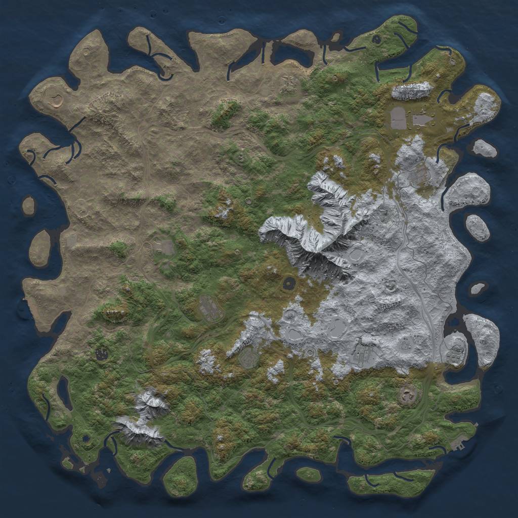 Rust Map: Procedural Map, Size: 6000, Seed: 202799, 18 Monuments