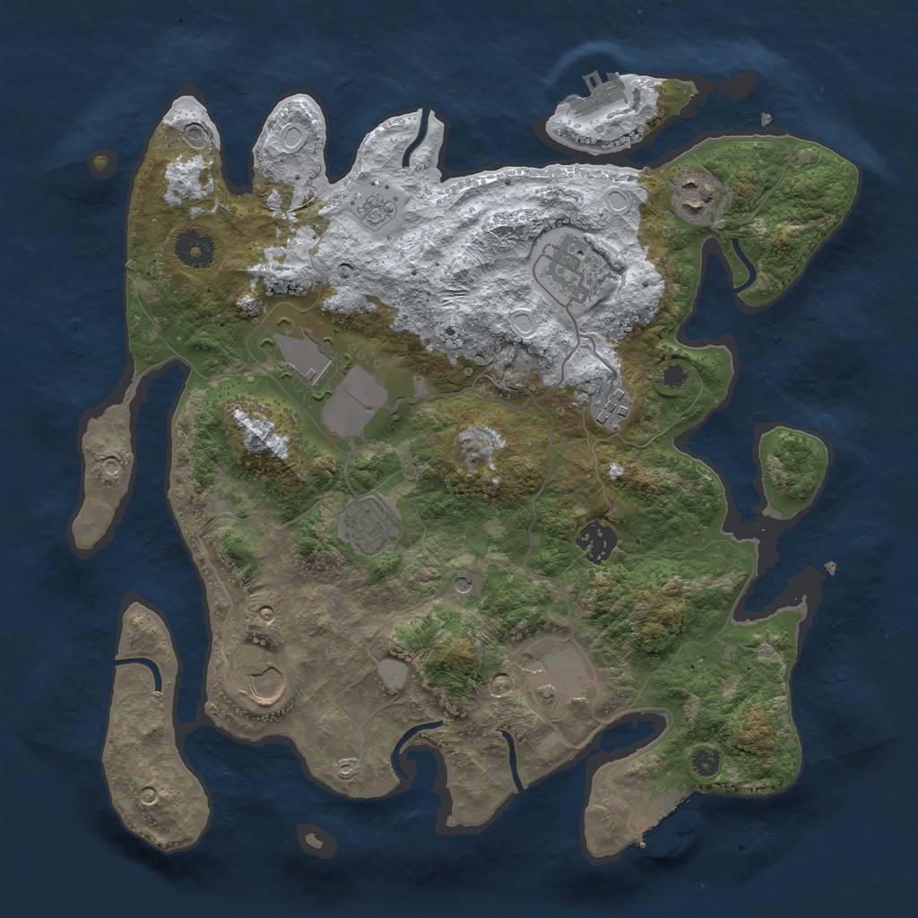 Rust Map: Procedural Map, Size: 3500, Seed: 50160, 17 Monuments