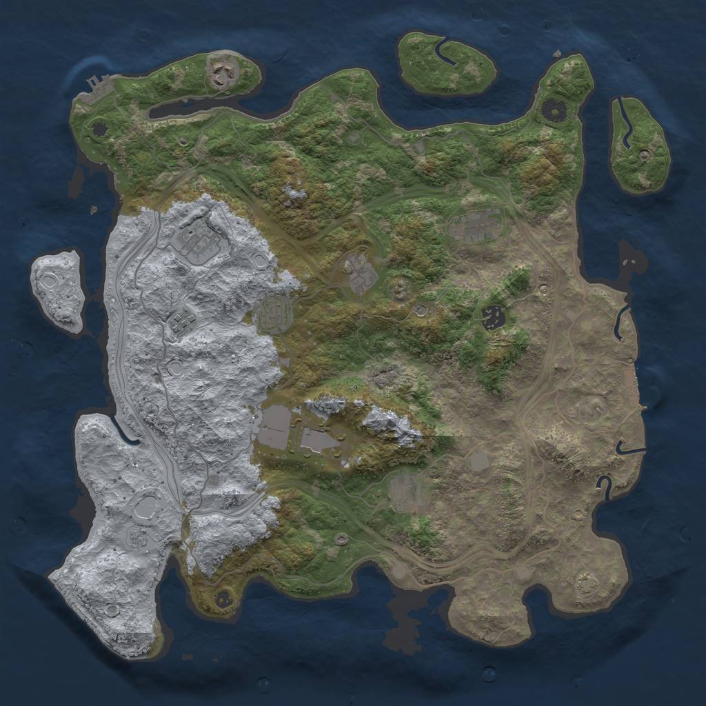 Rust Map: Procedural Map, Size: 4250, Seed: 1000, 17 Monuments