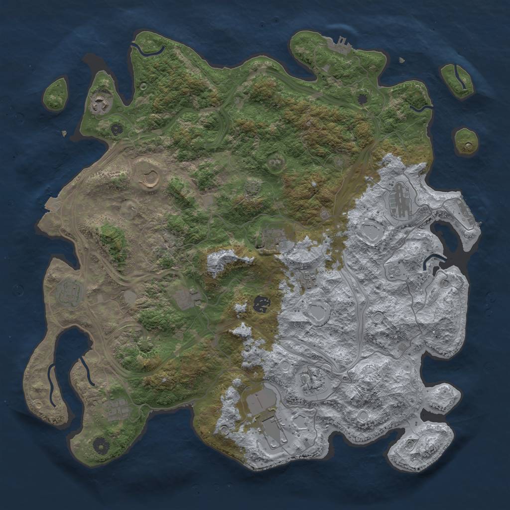 Rust Map: Procedural Map, Size: 4500, Seed: 505, 19 Monuments