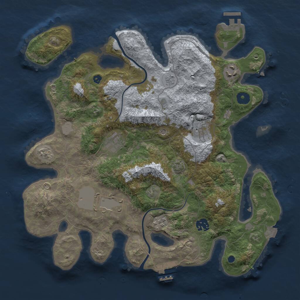 Rust Map: Procedural Map, Size: 3500, Seed: 732747653, 12 Monuments