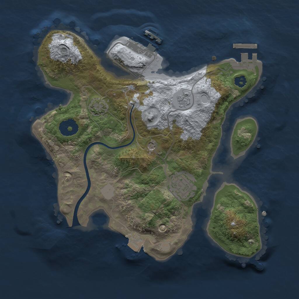 Rust Map: Procedural Map, Size: 2500, Seed: 58943665, 7 Monuments