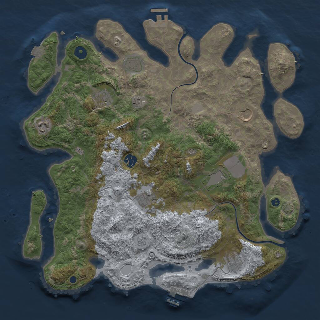 Rust Map: Procedural Map, Size: 3800, Seed: 436759821, 15 Monuments